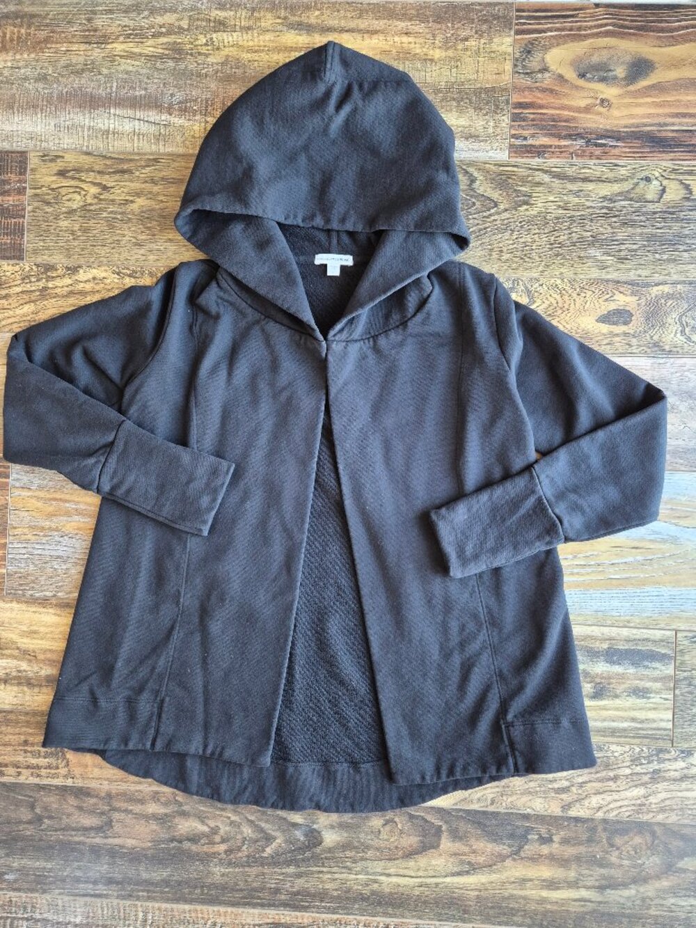 Standard James Perse French Terry Hoodie Open Sweat Cardigan Black